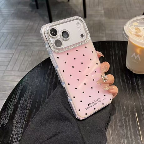 S75616 キラキラドットビジューiPhoneケース
