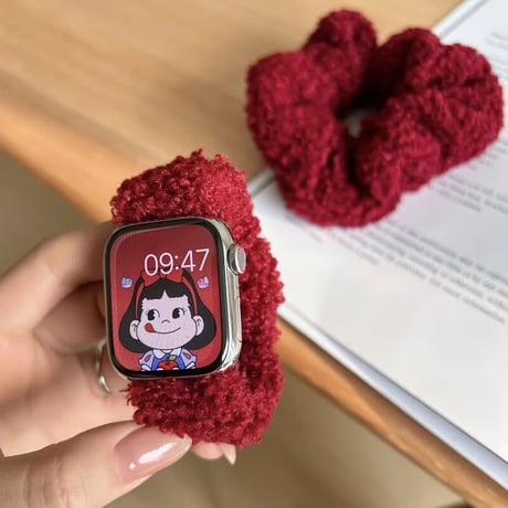 【即納商品】N00109 もこもこシュシュ風 Apple Watchバンド