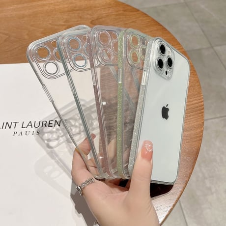 L61917 グリッターエッジ クリアiPhoneケース