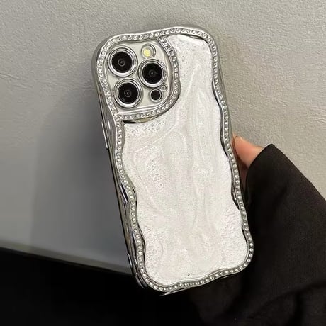 S74448 ラグジュアリーシルバーグリッター iPhoneケース
