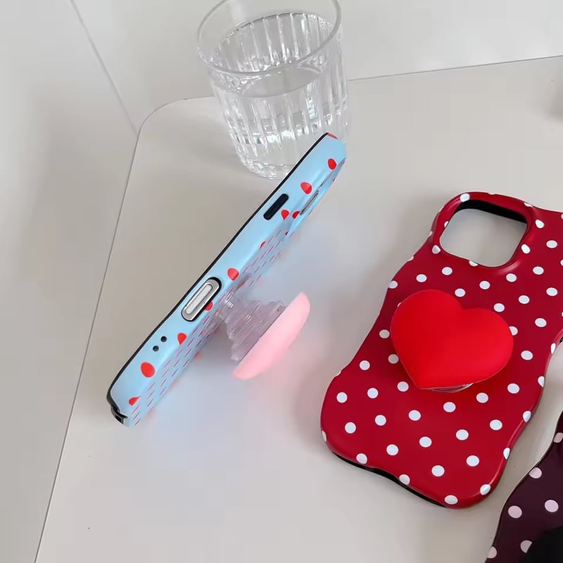K23000 ぷっくりハートソケット付きドット柄 iPhoneケース | nanomita