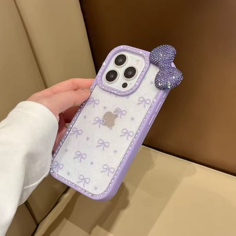 L62218 きらきらリボン付きクリアiPhoneケース