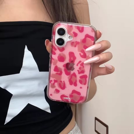 L62352 クリア×レオパード iPhoneケース