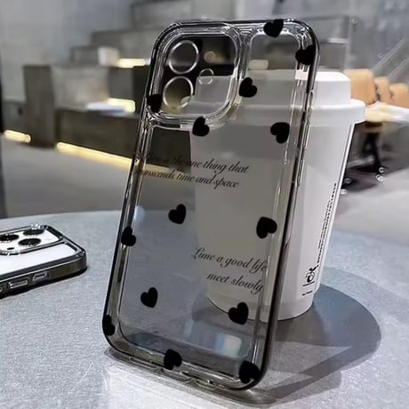 L62164 モノトーンハートのクリアiPhoneケース