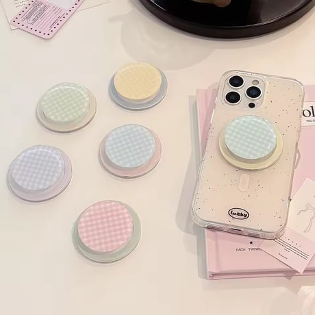 P0358 パステルチェック スマホホルダー（MagSafe対応）