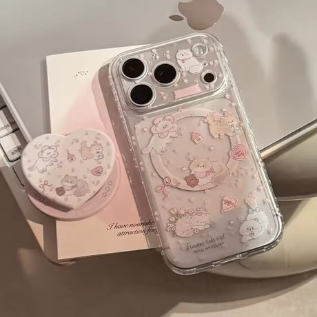 K23185 ねこちゃんハートMagSafeソケット付き iPhoneケース