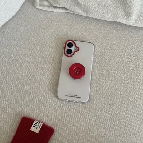 K23036 レトロボタンスタンド付きクリアiPhoneケース