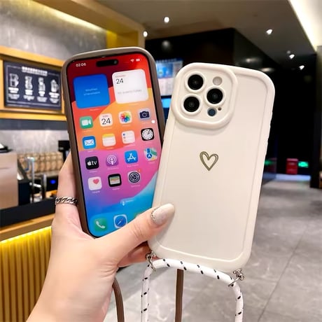 K22613 ハートポイント ショルダーストラップiPhoneケース