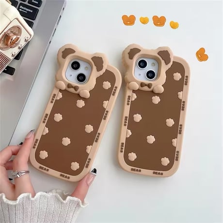S74496 くまみみ×ぷに肉球iPhoneケース
