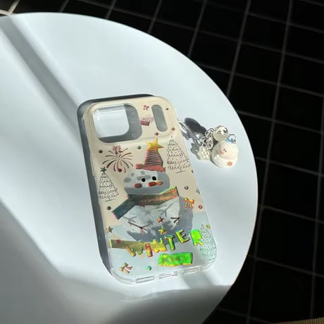 S75151 キラきゅんスノーマン iPhoneケース（チャーム付き）