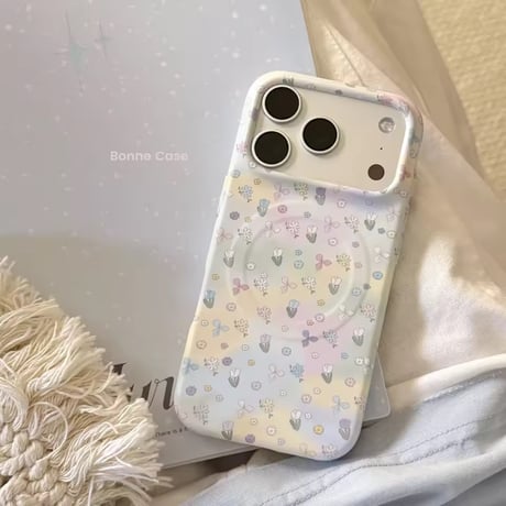 K23160 ハートリングフラワー MagSafeグリップ付きiPhoneケース