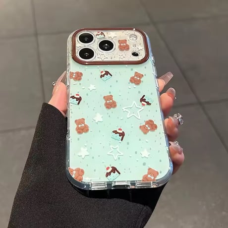 S75554 ミントベアとスターのきらめきiPhoneケース