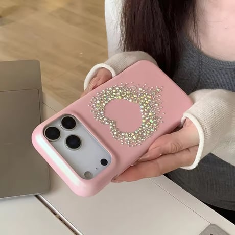 S75139 キラキラハートストーン iPhoneケース