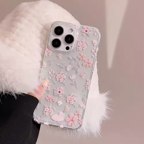 L62158 やさしい小花のクリアiPhoneケース