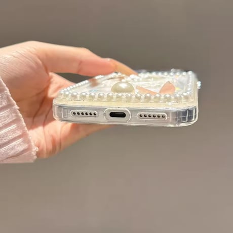 S75510 パールフラワーフレームiPhoneケース