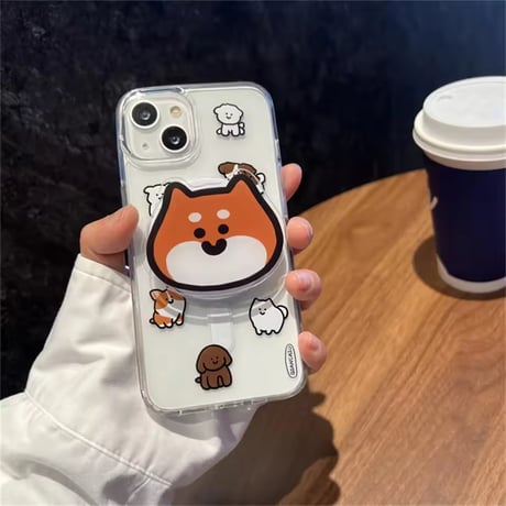 P0357 にっこりワンちゃん スマホグリップ