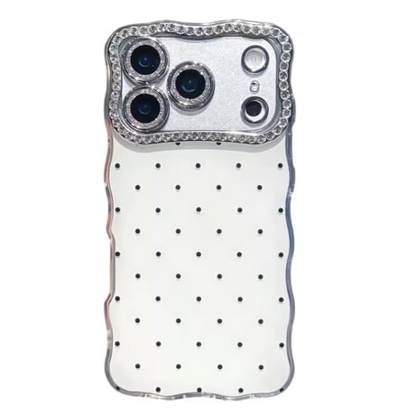 S75126 ドット×キラキラフレームのiPhoneケース