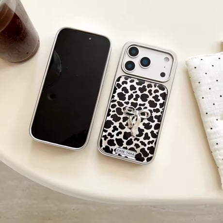 S75129 レオパード×メタルリボン iPhoneケース