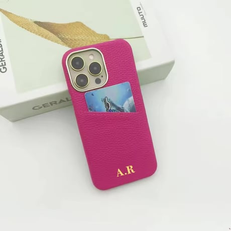 K23055 イニシャル刻印対応 カードポケット付きiPhoneケース
