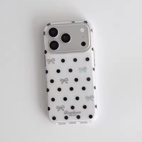 S75561 リボンドットモノトーンiPhoneケース