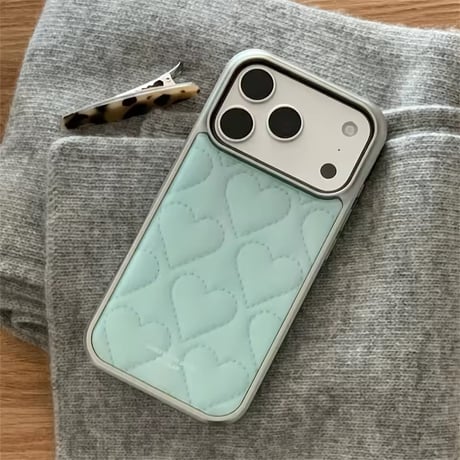S75381 ハートキルティングプリントiPhoneケース