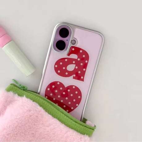 S74863 ドットハートとアルファベットのiPhoneケース