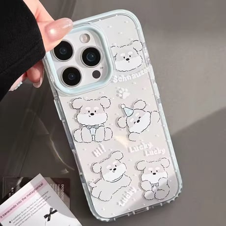 L62459 もこもこシュナウザークリアiPhoneケース