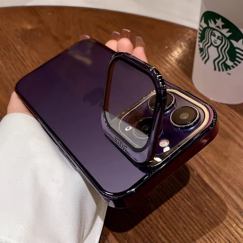 K22793 カメラフレームスタンド付きツヤカラーiPhoneケース | nanomita