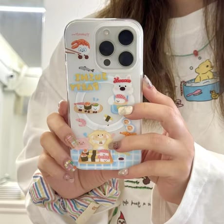 K22780 えびソケット付きすしパーティーiPhoneケース