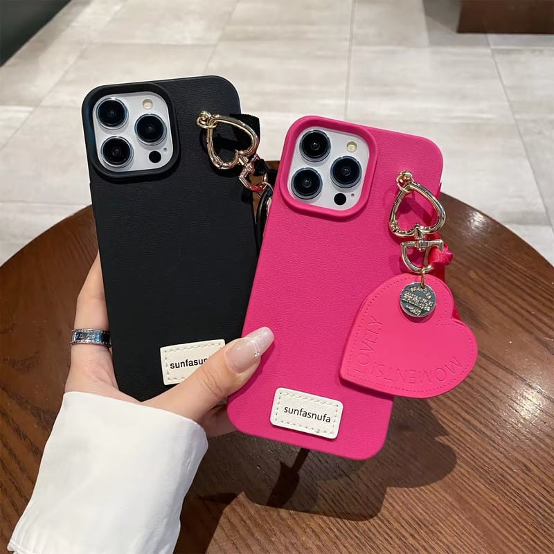 ピンク 星型装飾 iPhoneケース チャーム付き iPhone全機種対応】一目