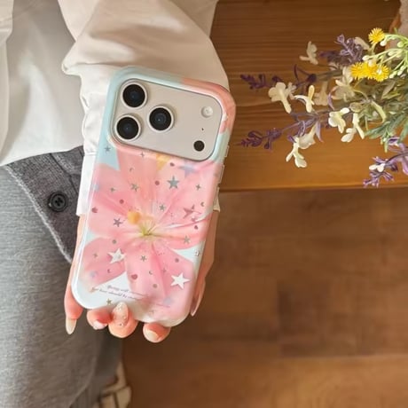 S75627 スターリーピンクフラワー iPhoneケース