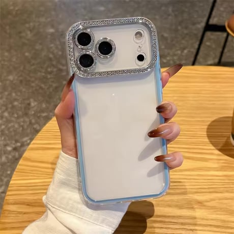 L62361 きらめきストーンフレーム クリア iPhoneケース