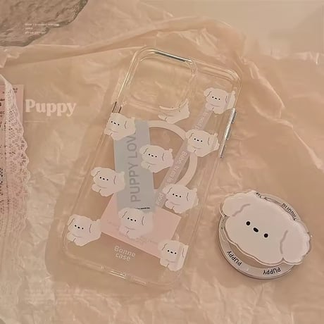 K23131 ぷくぷくパピー MagSafeグリップ付きiPhoneケース