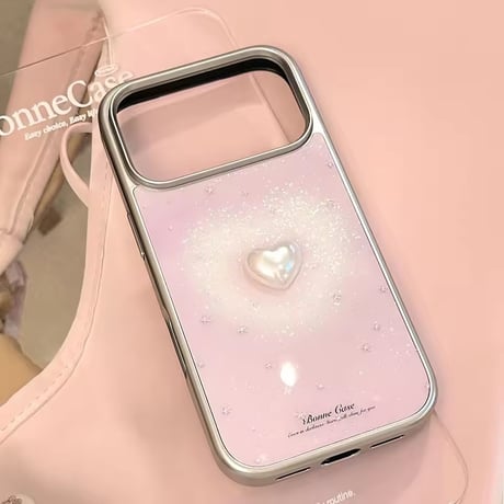 S75447 パールハートきらめきピンクiPhoneケース