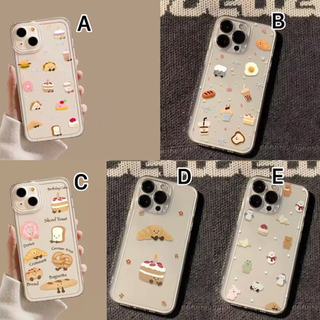S75373 ゆるかわフード総柄iPhoneケース
