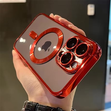 L62425 メタルフレームMagSafeクリアiPhoneケース