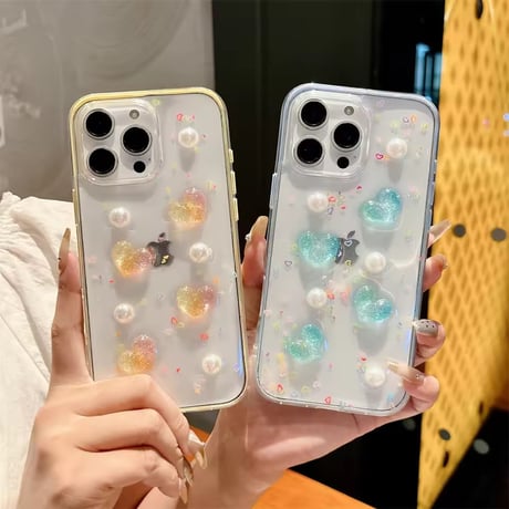 L62353 ぷっくりグリッターハート iPhoneケース