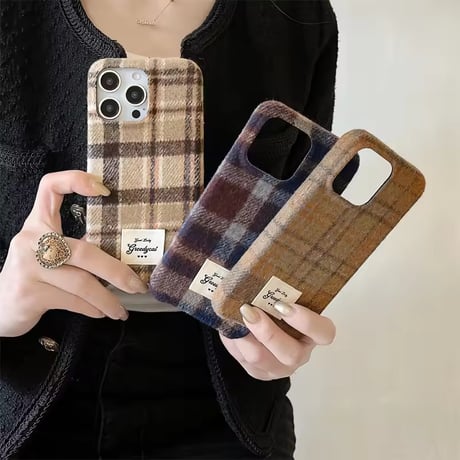S74948 チェックファブリック iPhoneケース