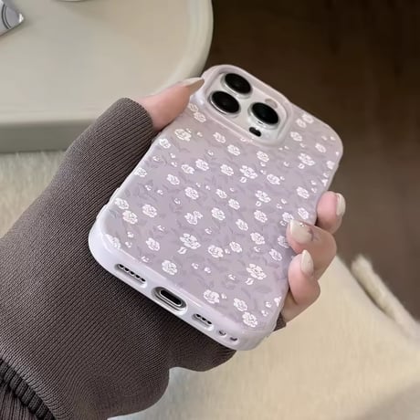 S75207 くすみローズフラワー iPhoneケース