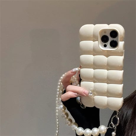 K22598 ぷくぷくパールストラップ iPhoneケース