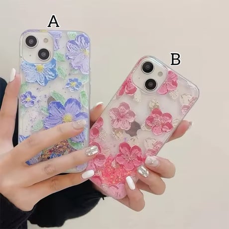 S74491 グリッターフラワーiPhoneケース