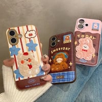 S74466 もこもこアニマル刺繍iPhoneケース