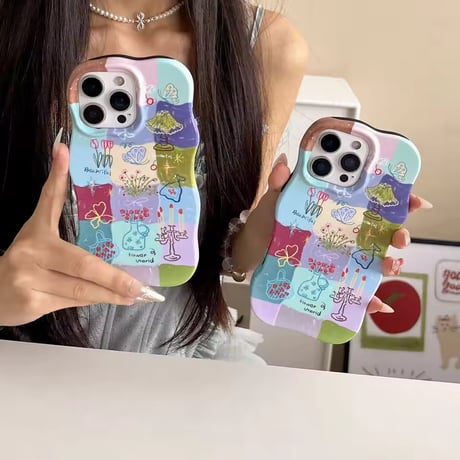 S74883 カラフルアートパッチ iPhoneケース