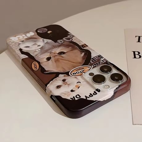 S75113 もふねこステッカー風 iPhoneケース