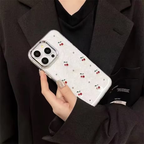 S75140 さくらんぼパールホワイト iPhoneケース