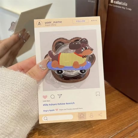 P0362 MagSafe対応ダックスフンドのカラフルスマホグリップ