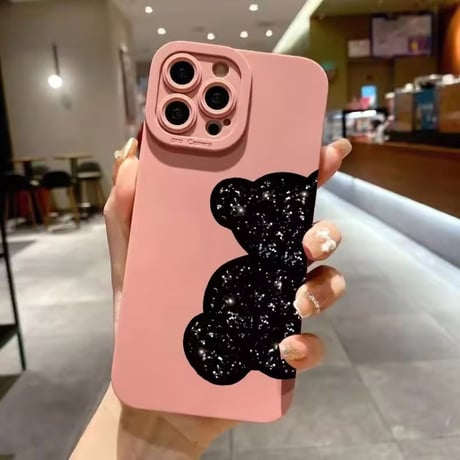 【即納商品】S74550 ブラックグリッターくまiPhoneケース