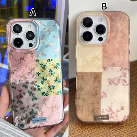 S75026 花柄パッチワーク iPhoneケース