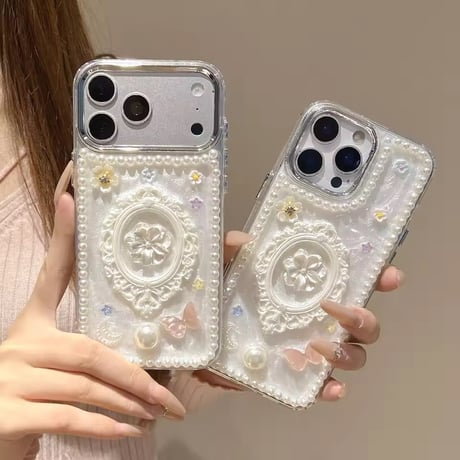 S75510 パールフラワーフレームiPhoneケース