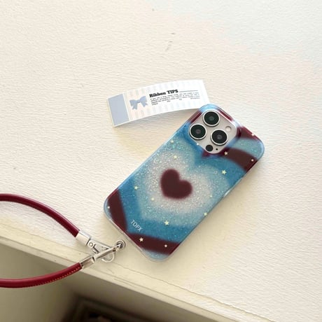 K22657 ストラップ付ききらめきハートグラデーション iPhoneケース